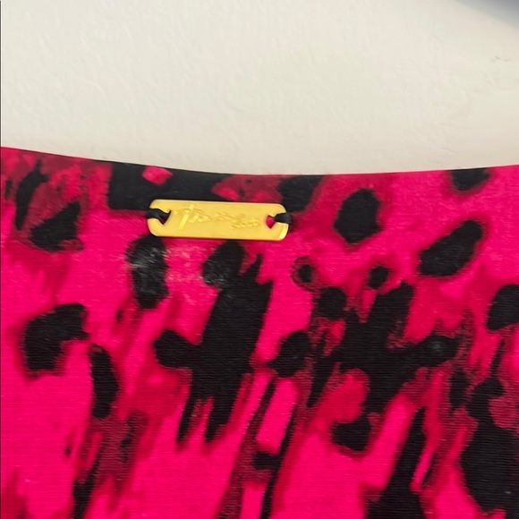 Thalia Sodi Vibrant Red and Black Animal Print Ruched Midi Dress Size L - Picture 11 of 13